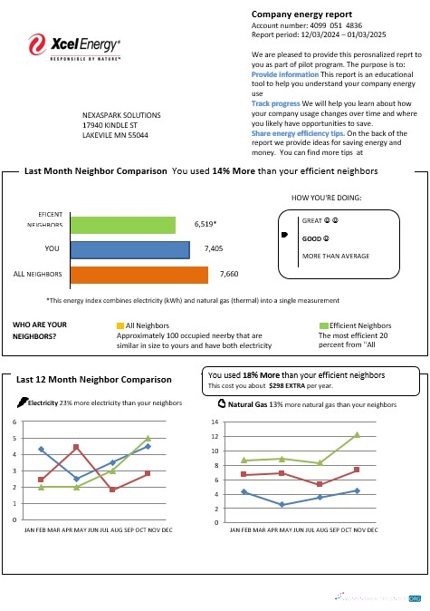 Premium USA Minnesota Xcel Energy Geschäftlich Nebenkostenabrechnung Vorlage in Word und PDF Formats