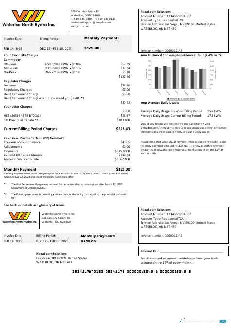 Hochwertige USA Nevada Waterloo Nord Hydro Geschäftlich Nebenkostenabrechnung Vorlage in Word und PDF Formats (Version 2)