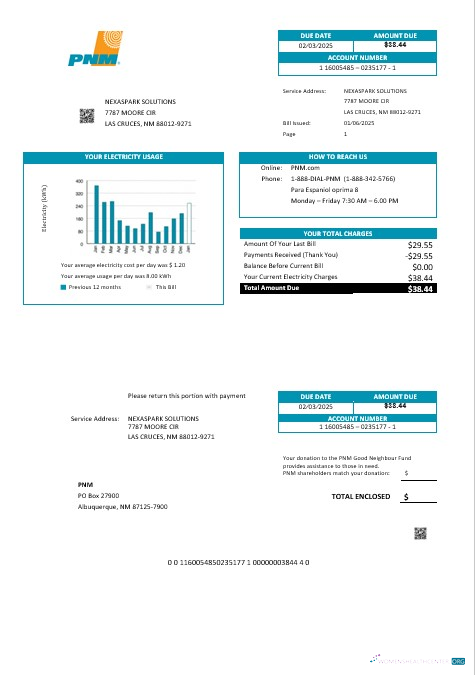 Hochwertige USA Neu Mexiko PNM Easy Fillable Geschäftlich Nebenkostenabrechnung Vorlage in Word und PDF Formats