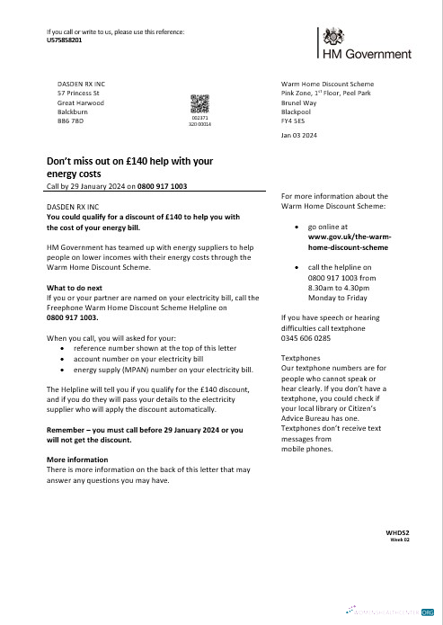 Premium Vereinigtes Königreich HM Government Warm Home Energy Geschäftlich Nebenkostenabrechnung Vorlage in Word und PDF Formats