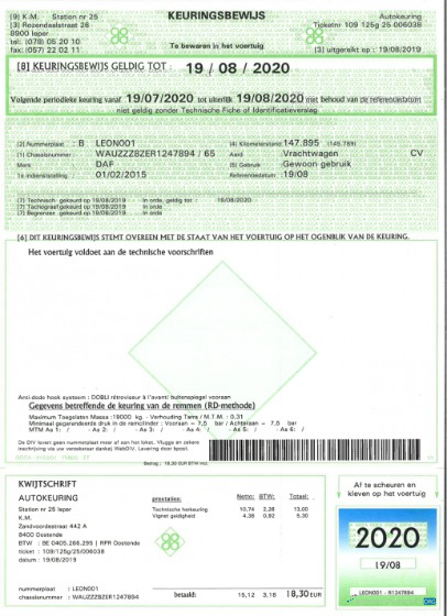 Editierbare Herunterladen Belgien Vehicle Registration Certificate Photoshop Vorlage