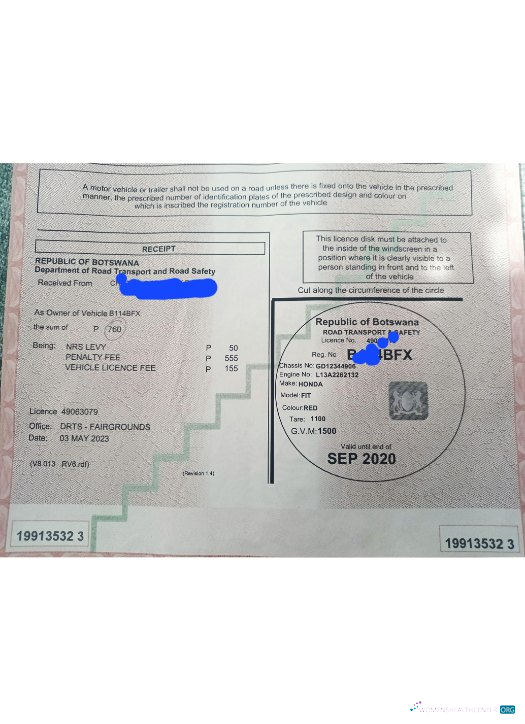 Premium Herunterladen Botsuana Vehicle Registration Certificate Photoshop Vorlage