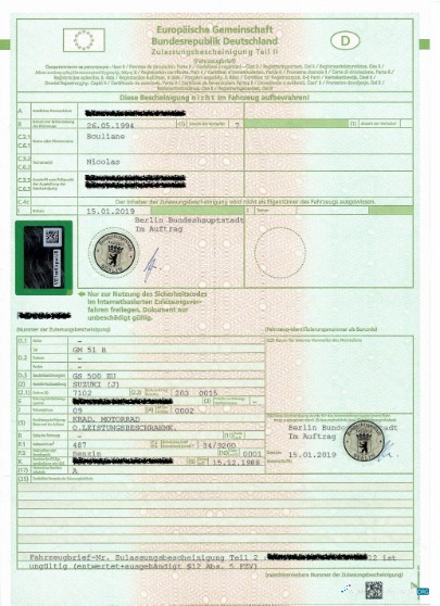 Hochwertige Herunterladen Deutschland Vehicle Registration Certificate Photoshop Vorlage