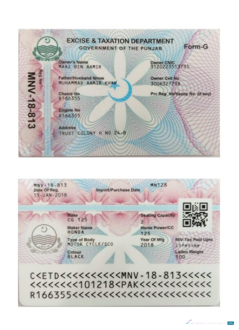 Professionelle Herunterladen Indien Vehicle Registration Karte Photoshop Vorlage