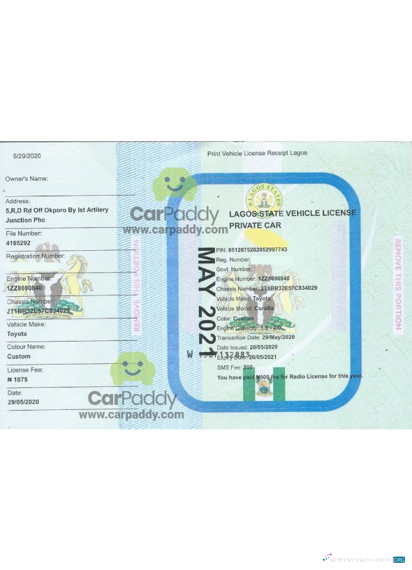 Professionelle Herunterladen Lagos Vehicle Registration Certificate Photoshop Vorlage