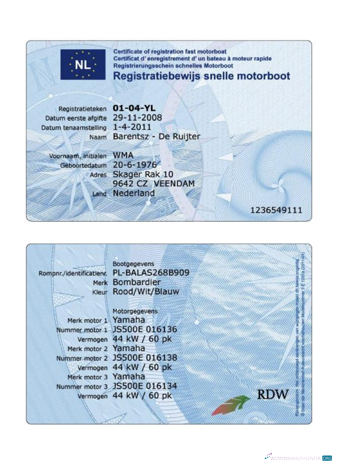 Hochwertige Herunterladen Niederlande Registration Certificate Fast Motorboat Photoshop Vorlage
