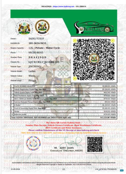 Hochwertige Herunterladen Nigeria Kaduna Staatlich Vehicle License Photoshop Vorlage