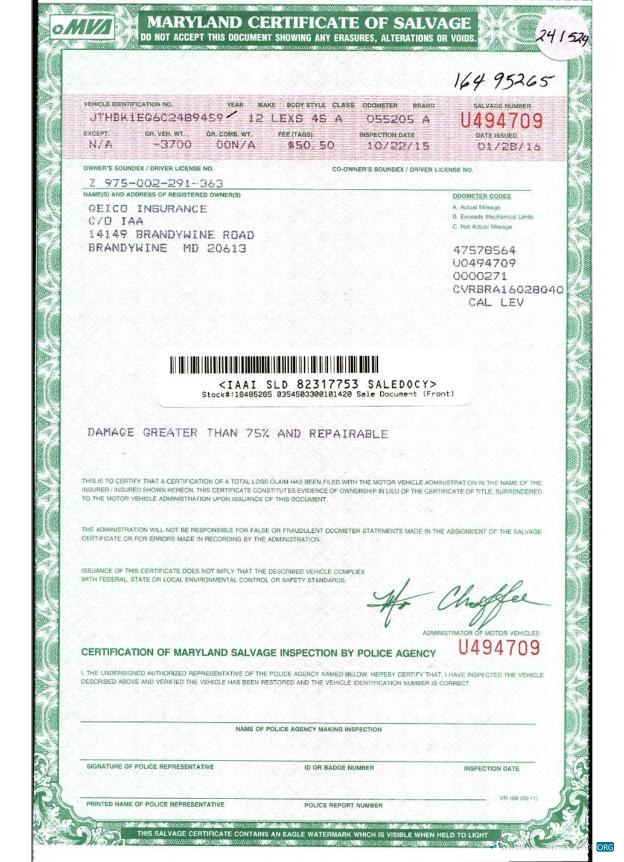 Premium Herunterladen USA Maryland Certificate von Salvage Photoshop Vorlage
