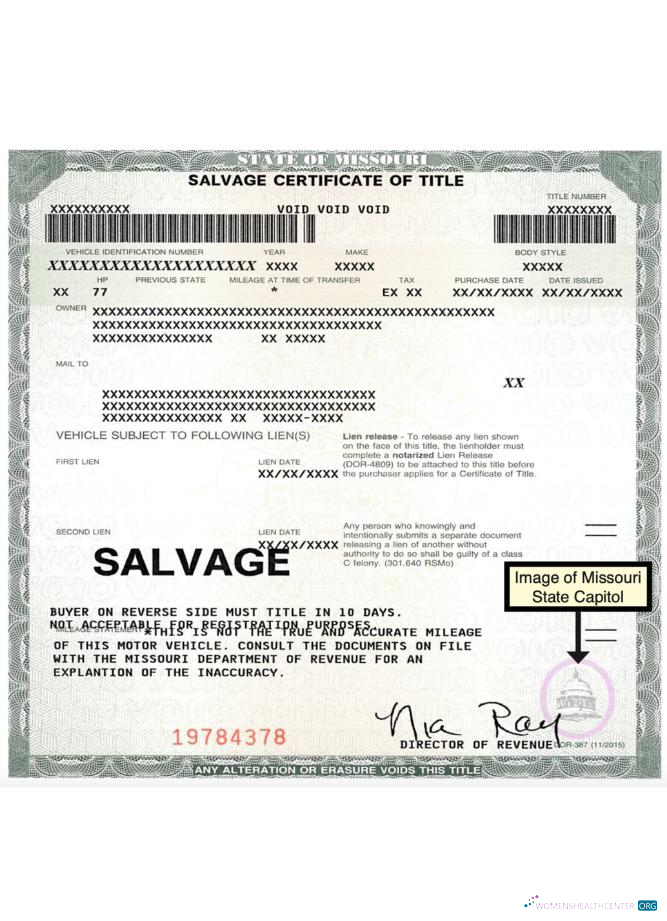 Premium Herunterladen USA Missouri Salvage Certificate von Title Photoshop Vorlage