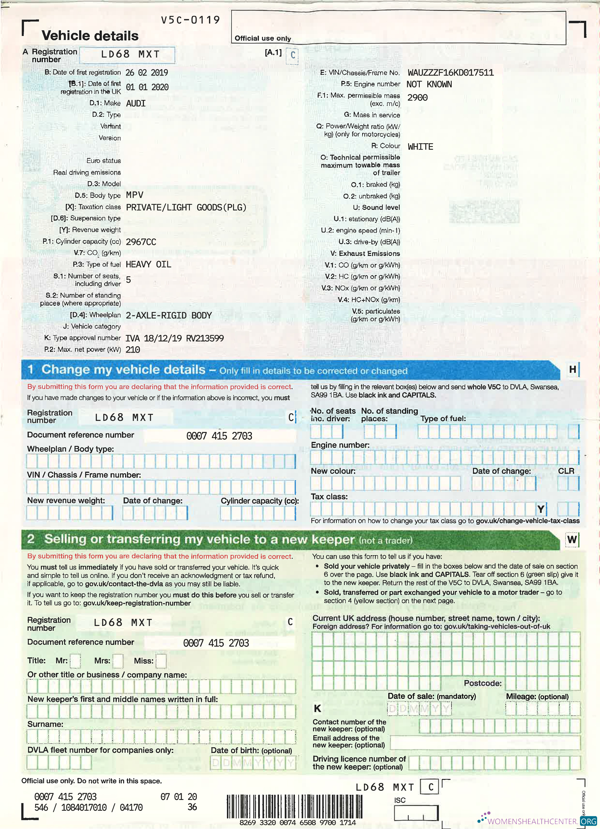 Realistische Herunterladen Vereinigtes Königreich Driver,vehicle Registration Certificate2 Photoshop Vorlage