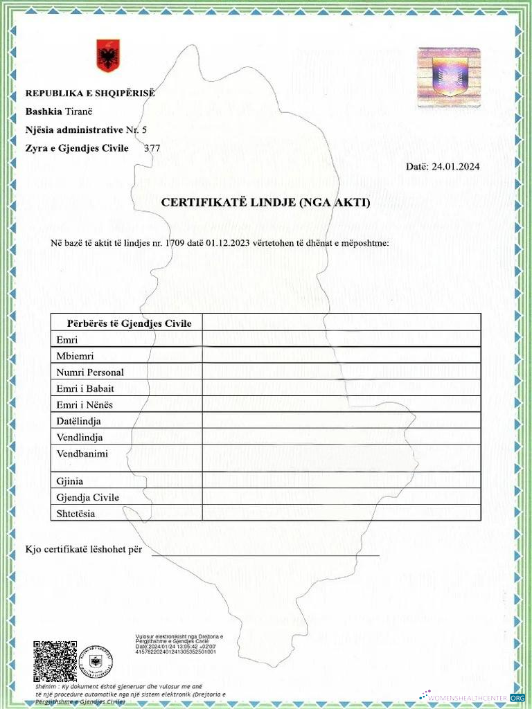 Премиум Скачать Албания Administrative Division Birth Certificate Photoshop Шаблон