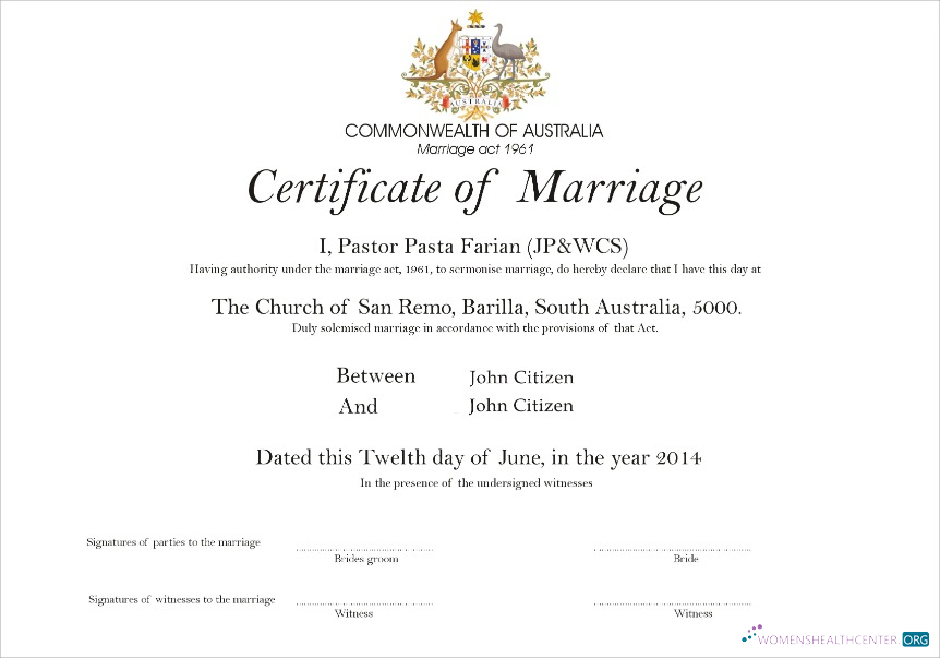 Реалистичный Скачать Австралия Church San Remo Marriage Certificate Photoshop Шаблон