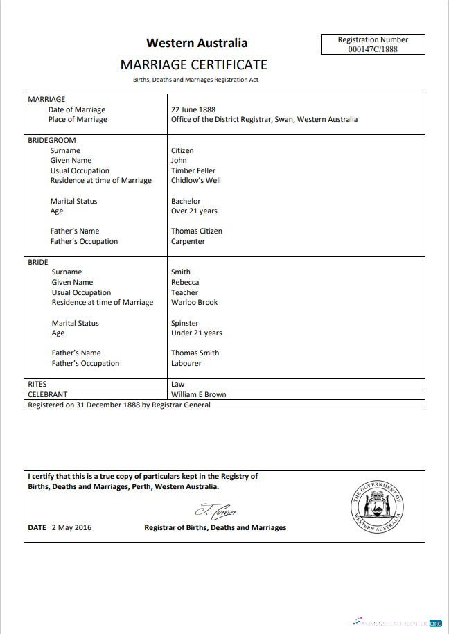 Реалистичный Скачать Австралия Western Австралия Marriage Certificate Шаблон в Word Формат Photoshop Шаблон