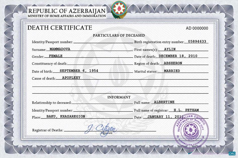 Премиум Скачать Азербайджан Vital Record Death Certificate PSD Шаблон Photoshop Шаблон