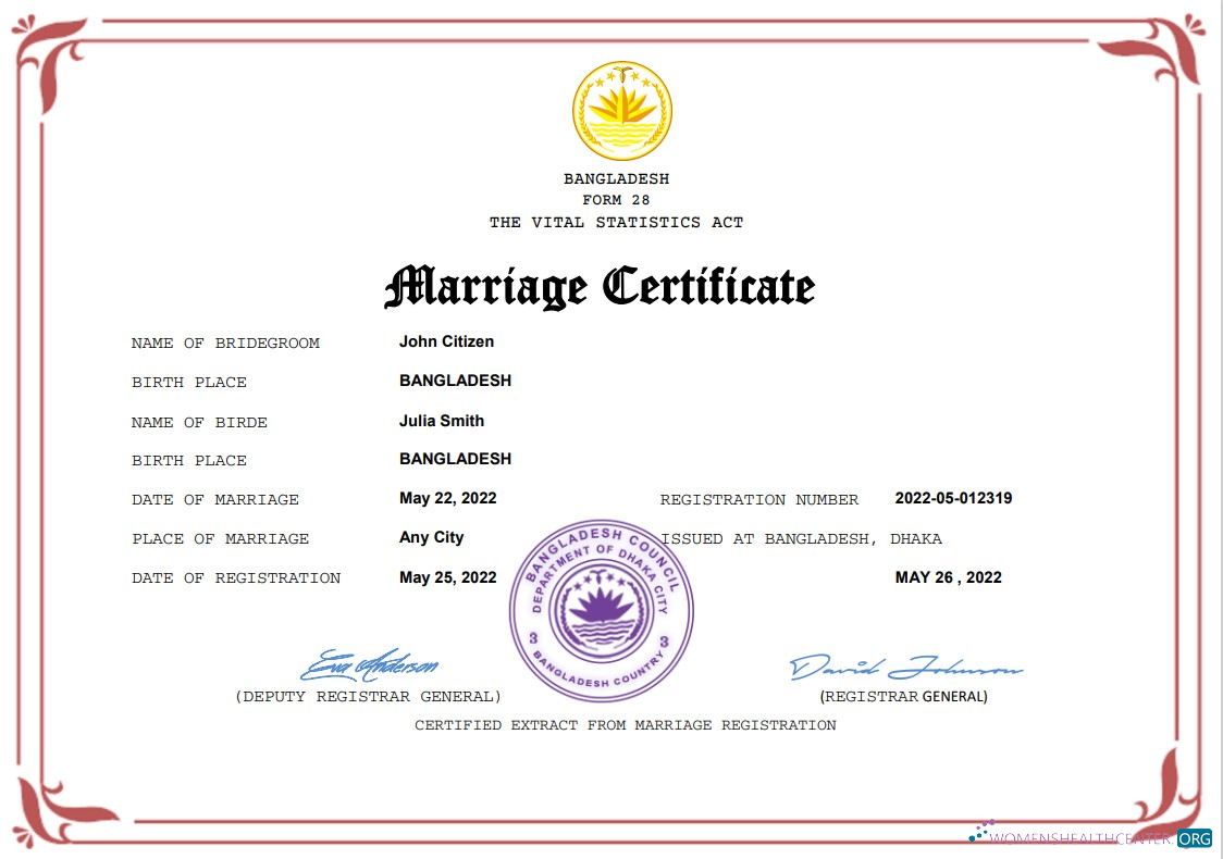 Профессиональный Скачать Бангладеш Marriage Certificate Word и PDF Шаблон Photoshop Шаблон