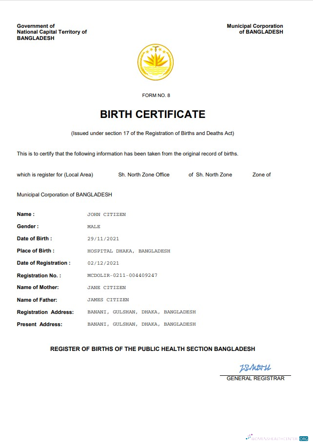 Профессиональный Скачать Бангладеш Vital Record Birth Certificate Word и PDF Шаблон Photoshop Шаблон
