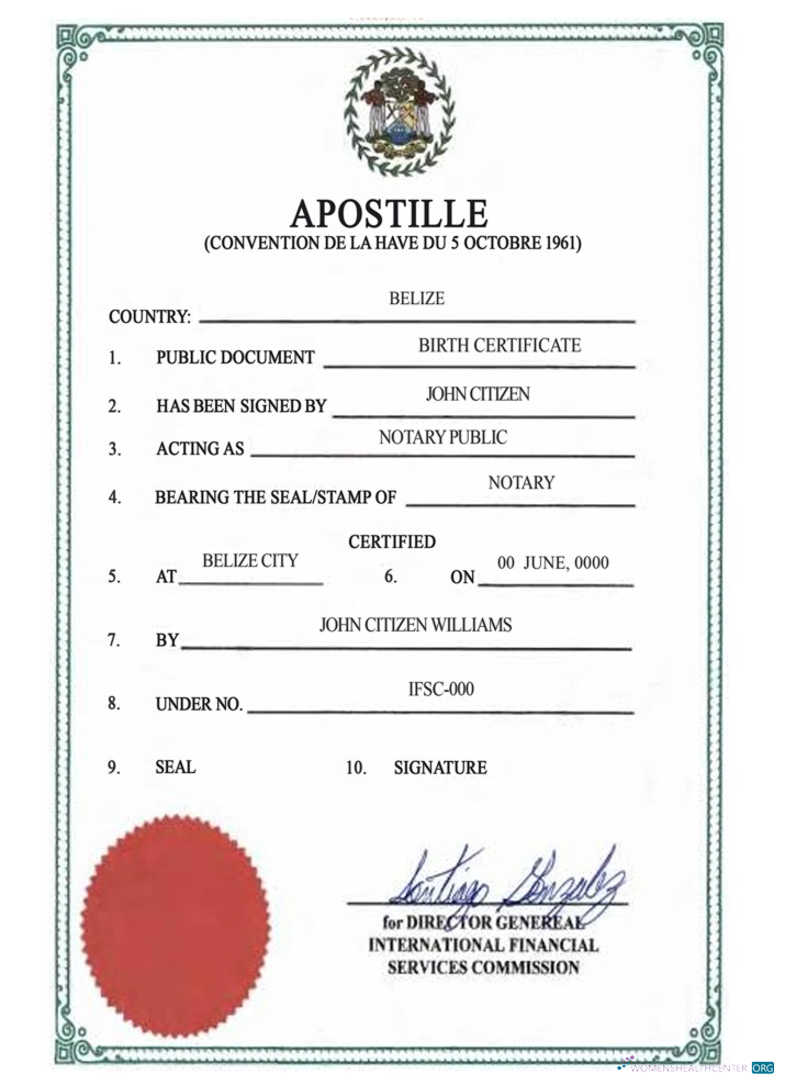 Редактируемый Скачать Белиз Birth Certif, Apostille Версия 2 Photoshop Шаблон