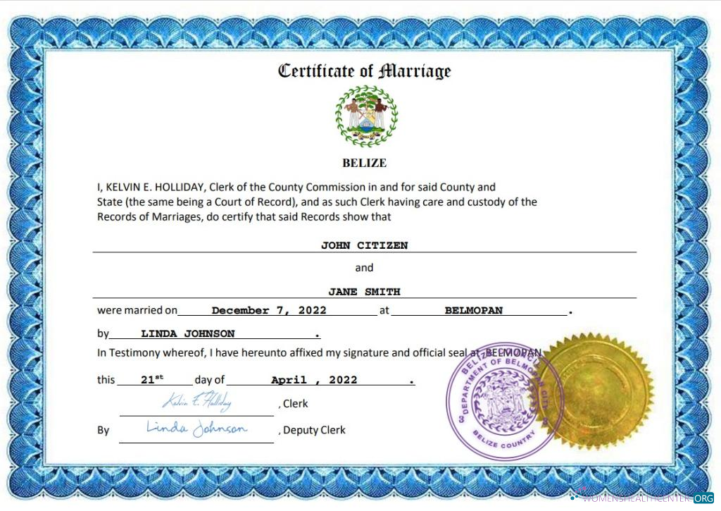 Качественный Скачать Белиз Marriage Certificate Word и PDF Шаблон Photoshop Шаблон