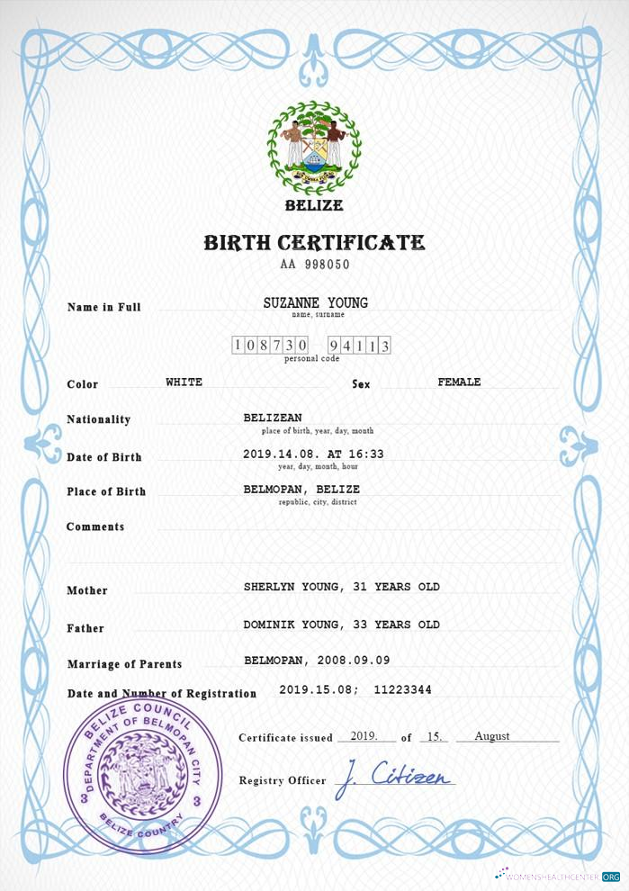 Качественный Скачать Белиз Vital Record Birth Certificate PSD Шаблон Photoshop Шаблон