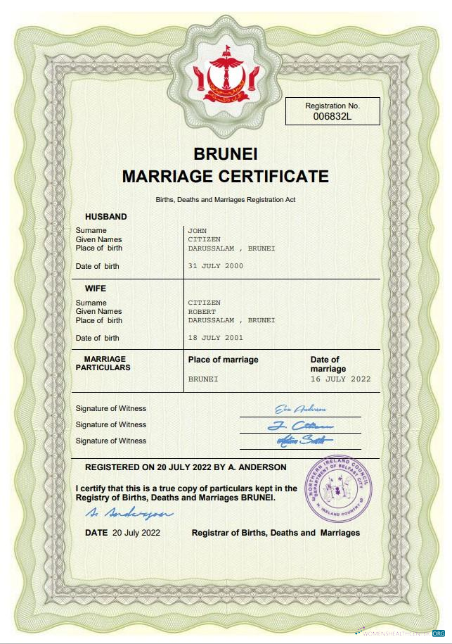 Качественный Скачать Бруней Marriage Certificate Word и PDF Шаблон Photoshop Шаблон