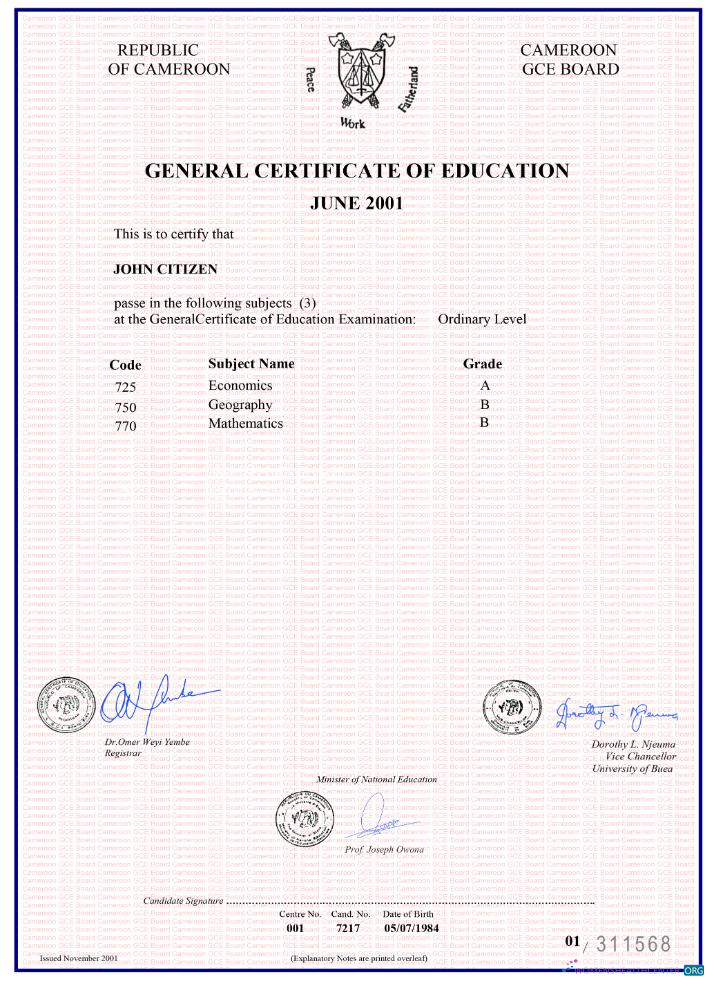 Премиум Скачать Камерун General Certificate Education Photoshop Шаблон