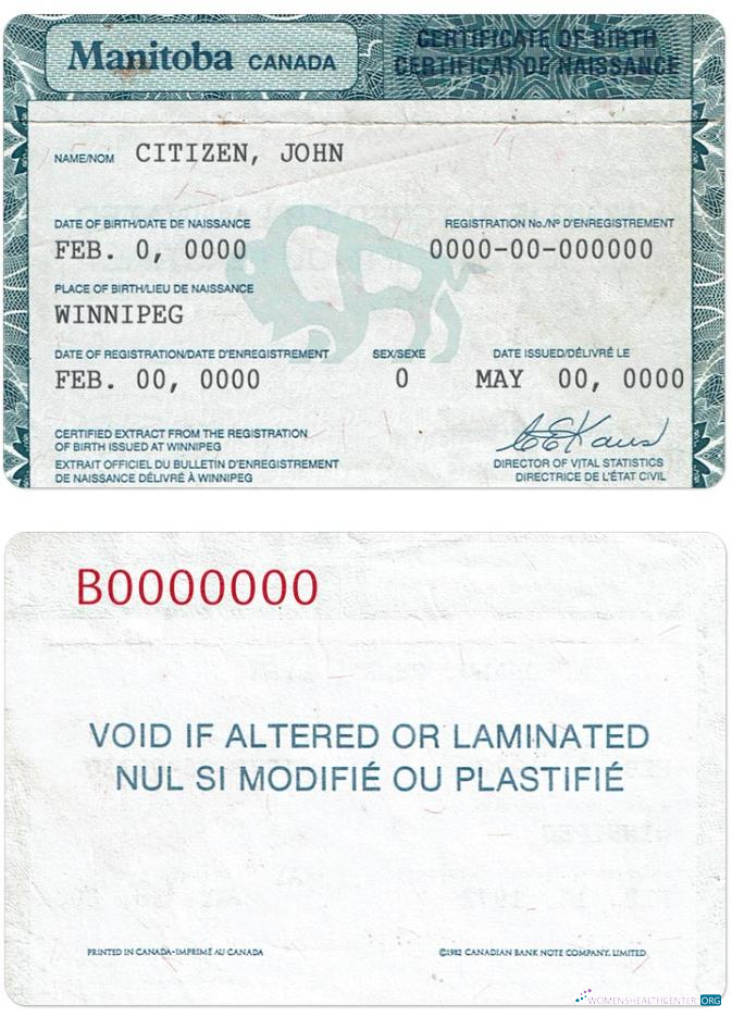 Профессиональный Скачать Канада Manitoba Birth Certificate PSD Шаблон SCREEN Photoshop Шаблон