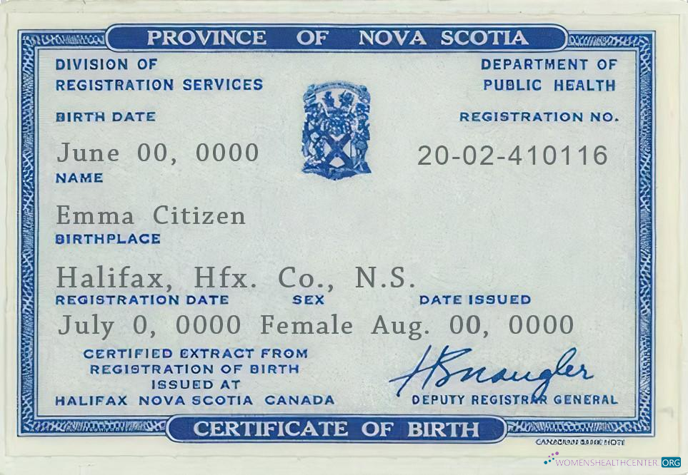 Качественный Скачать Канада Провинция Nova Scotia Birth Certificate Шаблон в PSD Формат Photoshop Шаблон