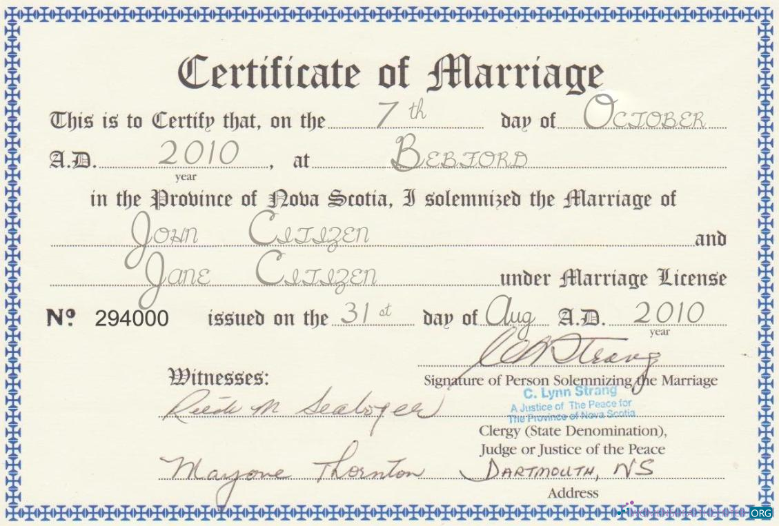 Премиум Скачать Канада Провинция Nova Scotia Marriage Certificate Шаблон в PSD Photoshop Шаблон