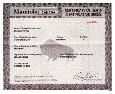 Профессиональный Скачать Канада Vital Statistics Departure Death Certificate Photoshop Шаблон