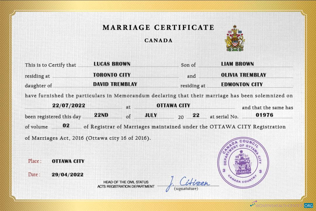 Качественный Скачать Канада Marriage Certificate PSD Шаблон Photoshop Шаблон