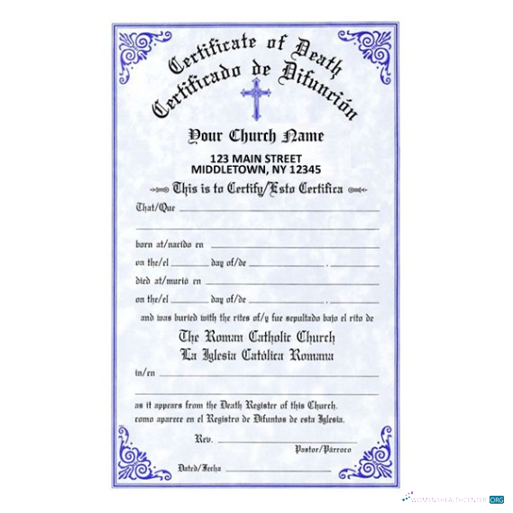 Профессиональный Скачать Certificate Death From Church Photoshop Шаблон