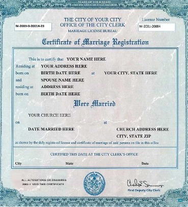 Редактируемый Скачать Certificate Marriage Registration Photoshop Шаблон