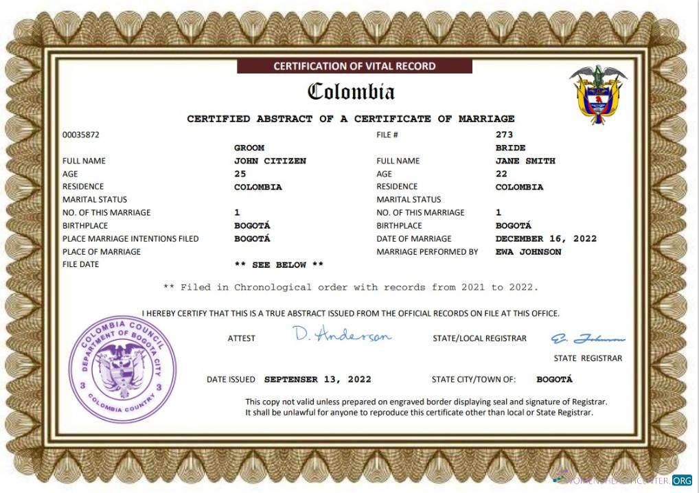 Качественный Скачать Колумбия Marriage Certificate Word и PDF Шаблон Photoshop Шаблон