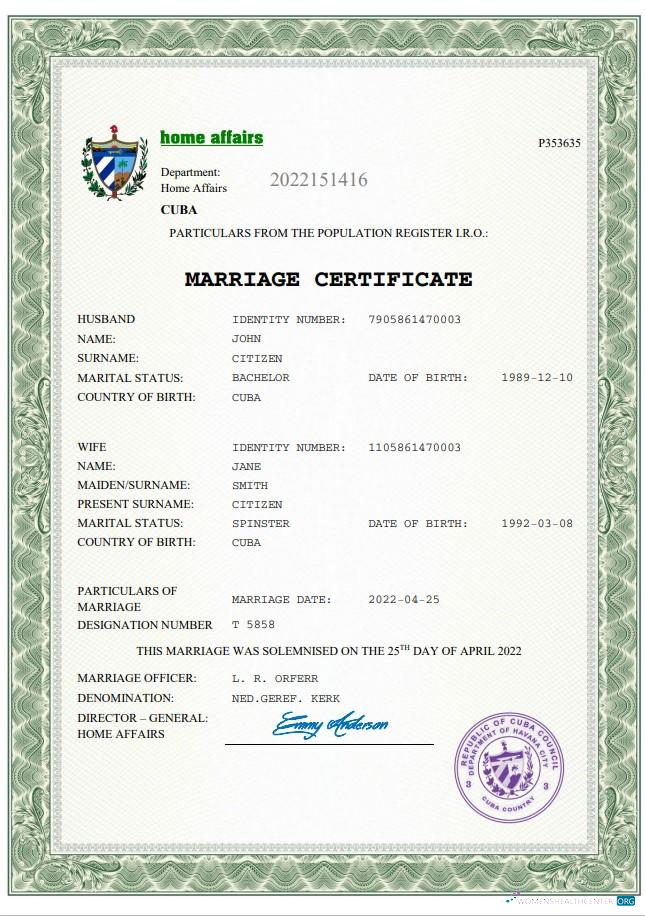 Профессиональный Скачать Куба Marriage Certificate Word и PDF Шаблон Photoshop Шаблон