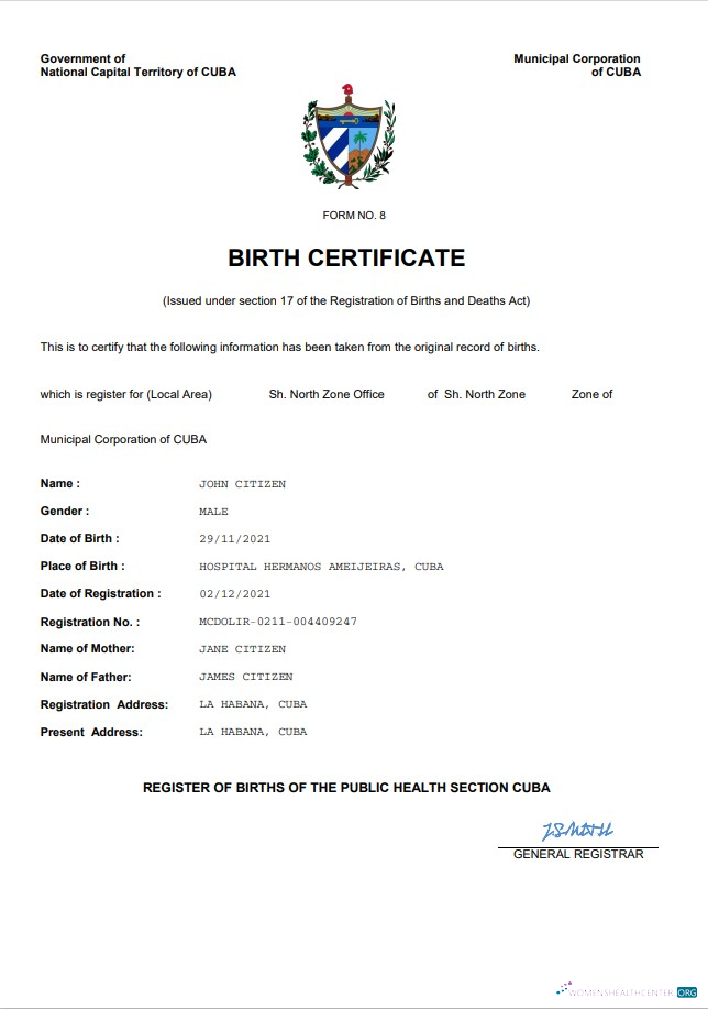 Реалистичный Скачать Куба Vital Record Birth Certificate Word и PDF Шаблон Photoshop Шаблон