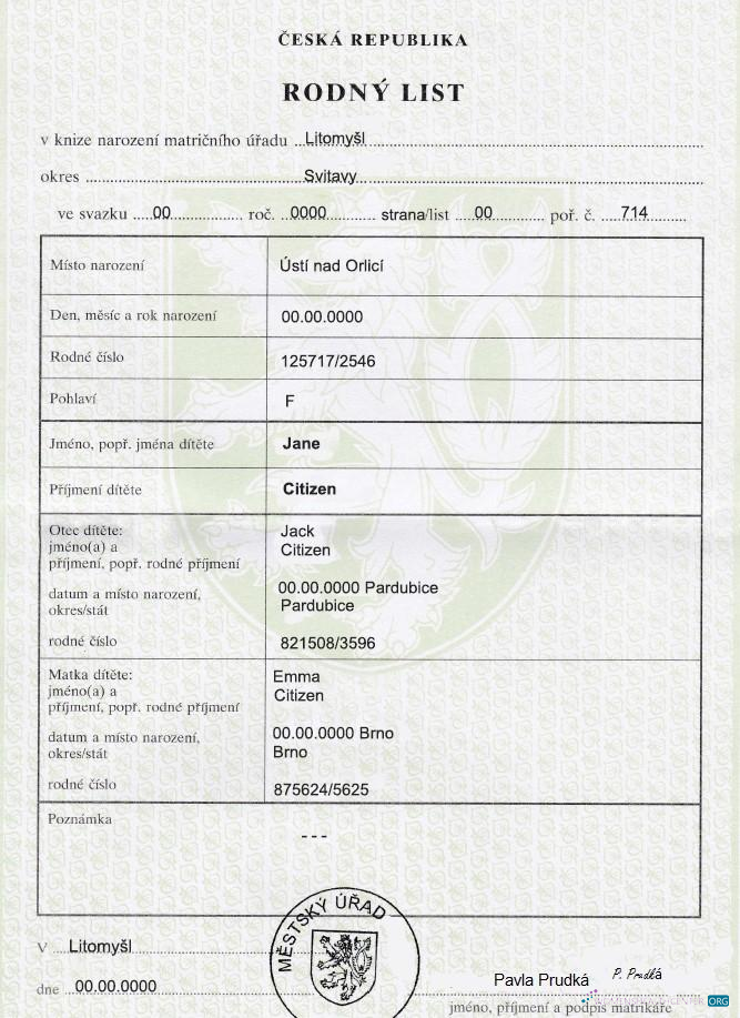 Реалистичный Скачать Чехия Birth Certificate Fully Editable Шаблон в PSD Формат Photoshop Шаблон