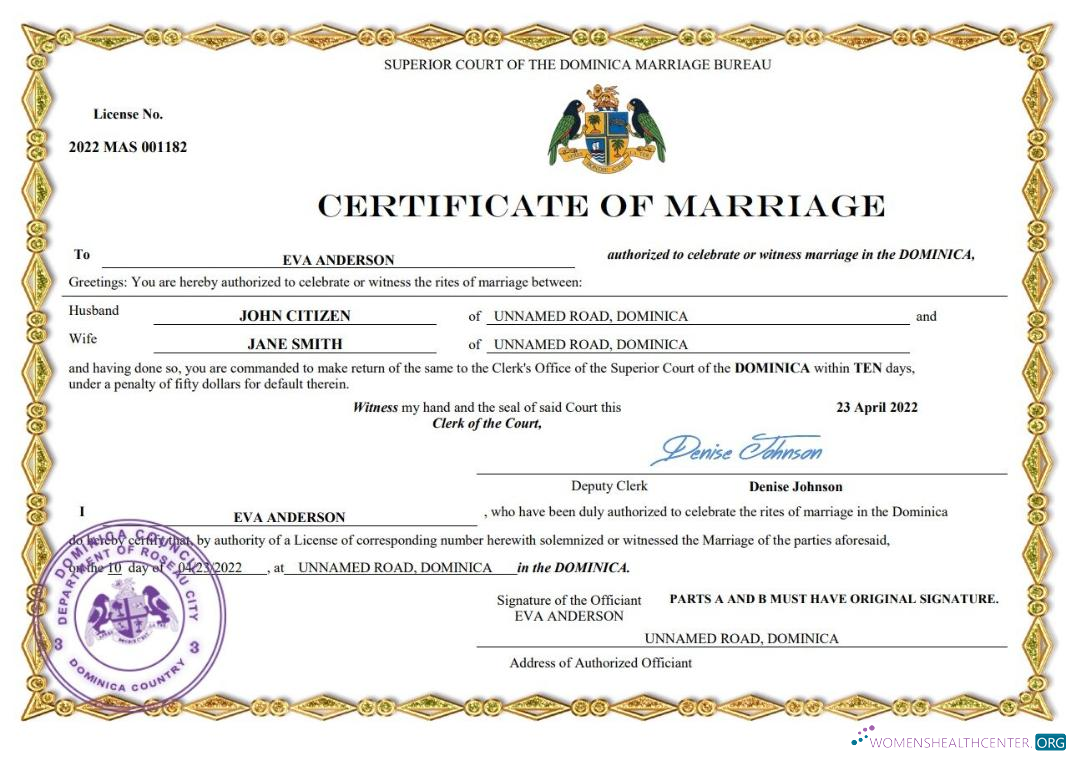 Профессиональный Скачать Доминика Marriage Certificate Word и PDF Шаблон Photoshop Шаблон