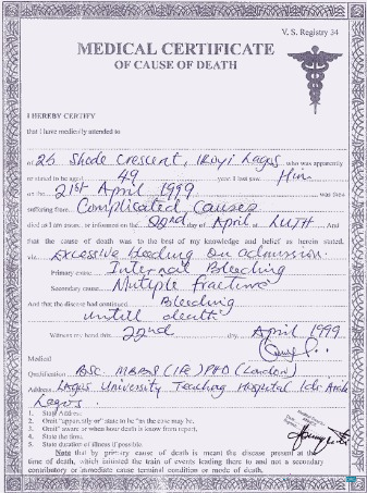 Качественный Скачать England Lagos University Teaching Hospital Death Certificate Photoshop Шаблон