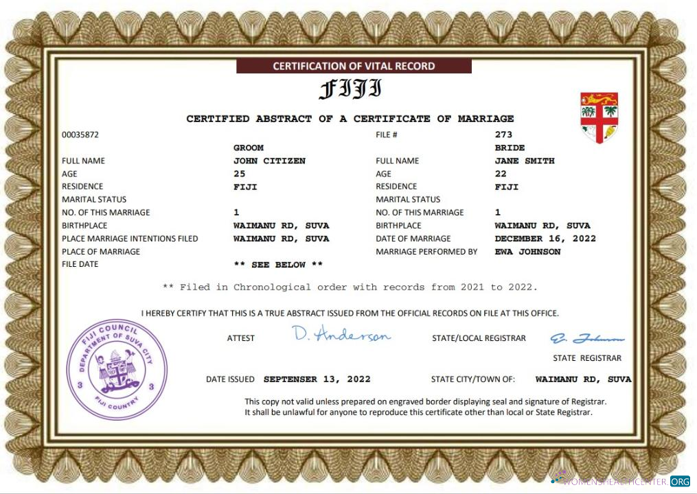 Качественный Скачать Фиджи Marriage Certificate Word и PDF Шаблон Photoshop Шаблон
