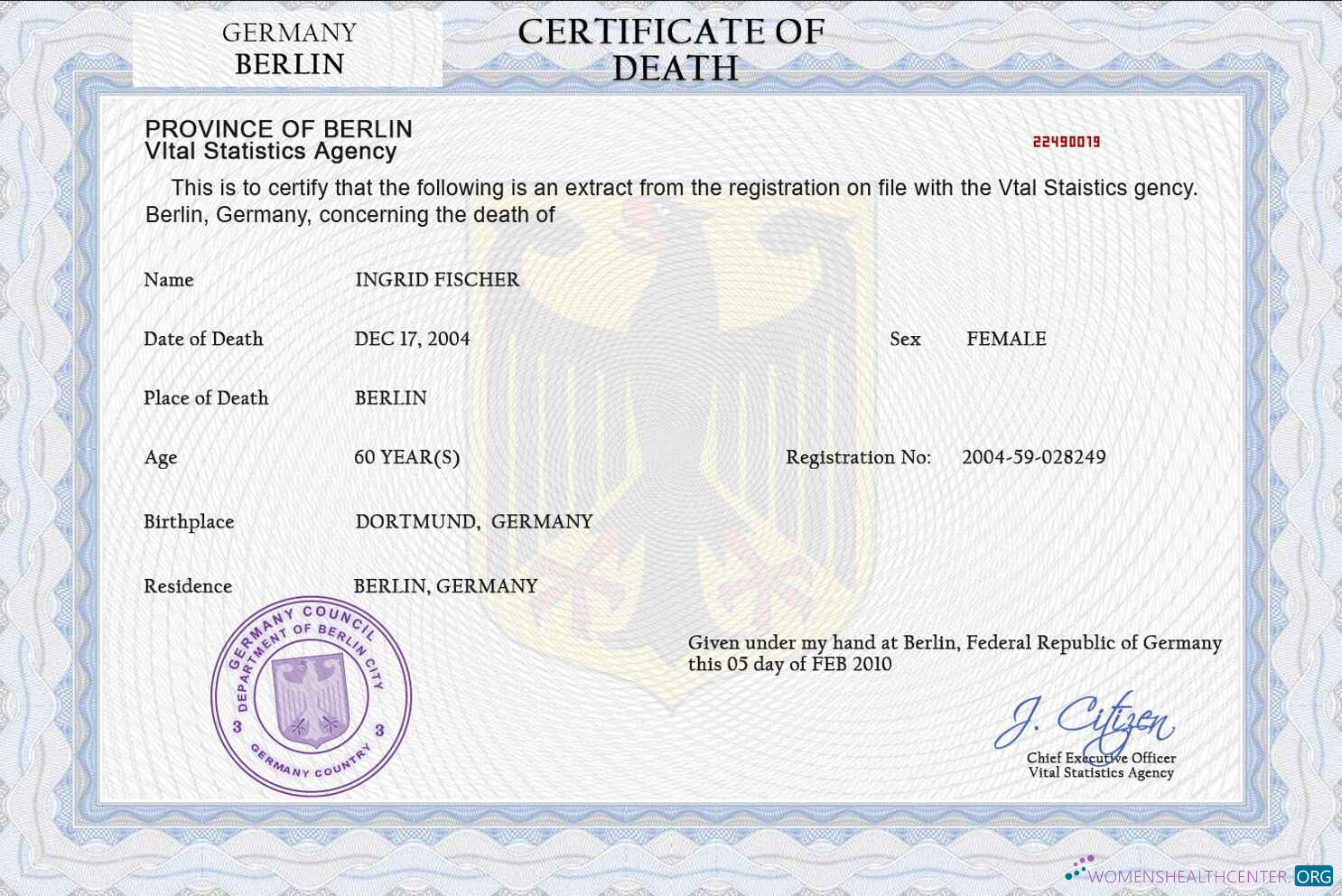 Редактируемый Скачать Германия Death Certificate PSD Шаблон, Completely Editable Photoshop Шаблон