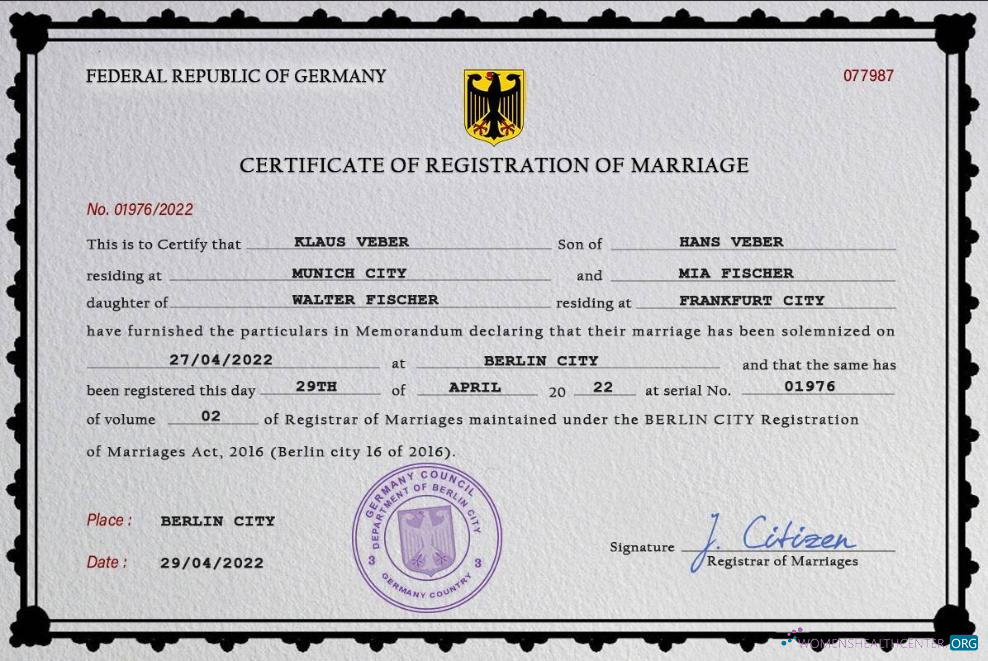Качественный Скачать Германия Marriage Certificate PSD Шаблон Photoshop Шаблон