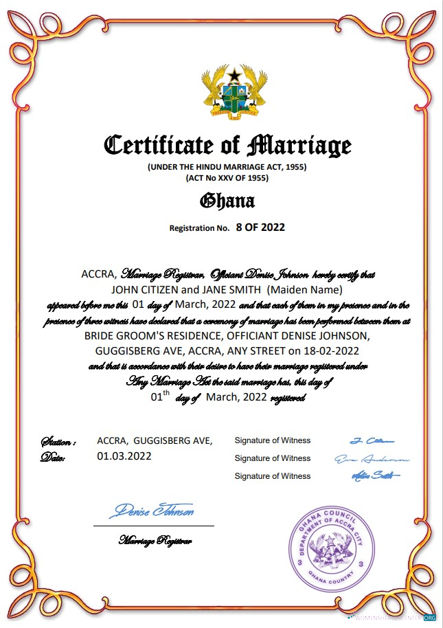 Качественный Скачать Гана Marriage Certificate Word и PDF Шаблон Photoshop Шаблон