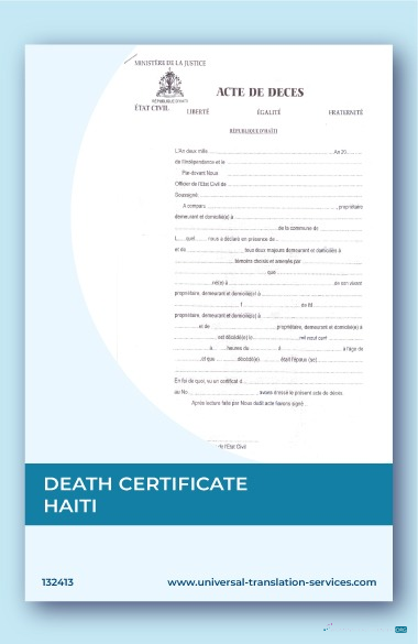 Профессиональный Скачать Гаити Ministry Justice Death Certificate Photoshop Шаблон