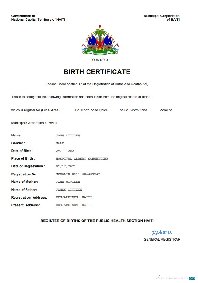 Премиум Скачать Гаити Vital Record Birth Certificate Word и PDF Шаблон Photoshop Шаблон