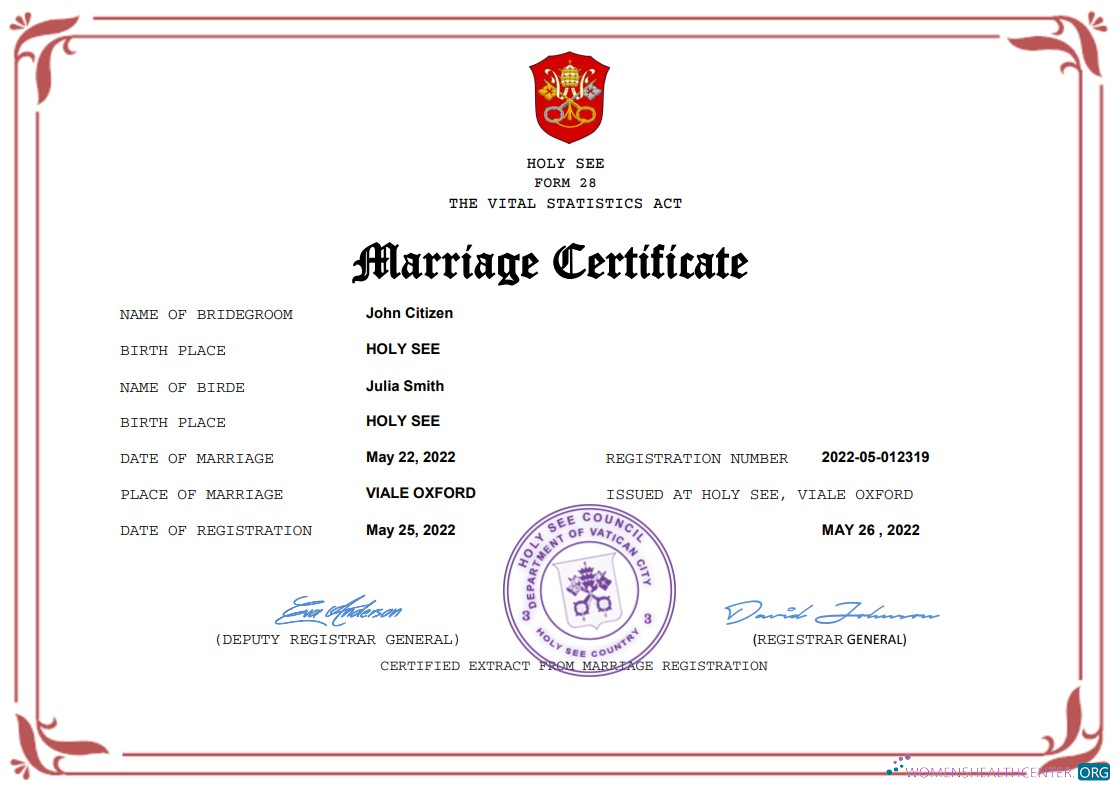 Качественный Скачать Holy See Marriage Certificate Word и PDF Шаблон Photoshop Шаблон