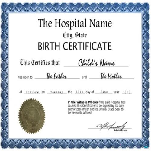 Премиум Скачать Hospital Given Certificate Birth Photoshop Шаблон