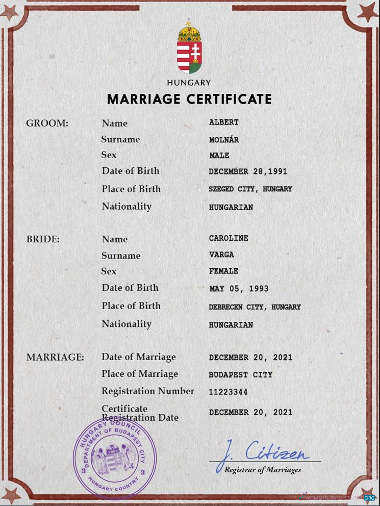 Профессиональный Скачать Венгрия Marriage Certificate PSD Шаблон Photoshop Шаблон
