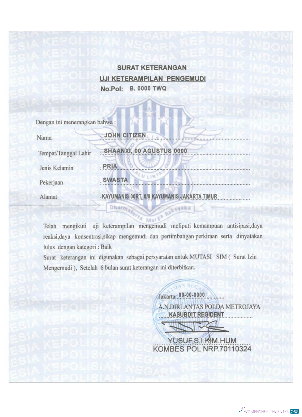 Премиум Скачать Индонезия Driver Certificate Photoshop Шаблон