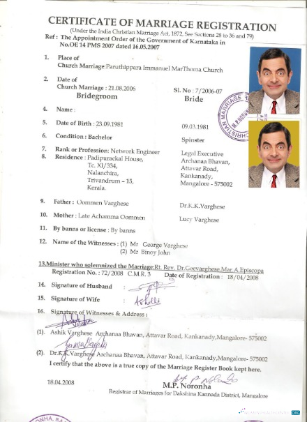 Качественный Скачать Индия Registrar Marriage Certificate Photoshop Шаблон