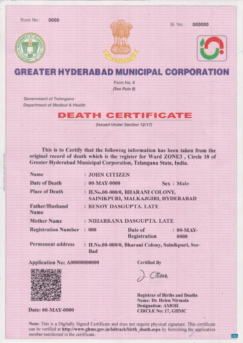 Премиум Скачать Индия Death Certificate Шаблон в PSD Формат, Fully Editable Photoshop Шаблон